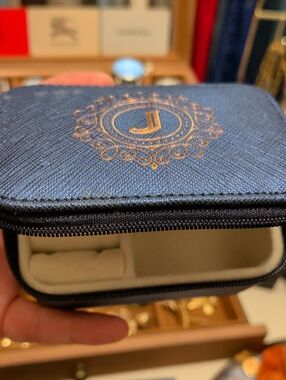 Monogram Navy Zip Travel ewelry Case
